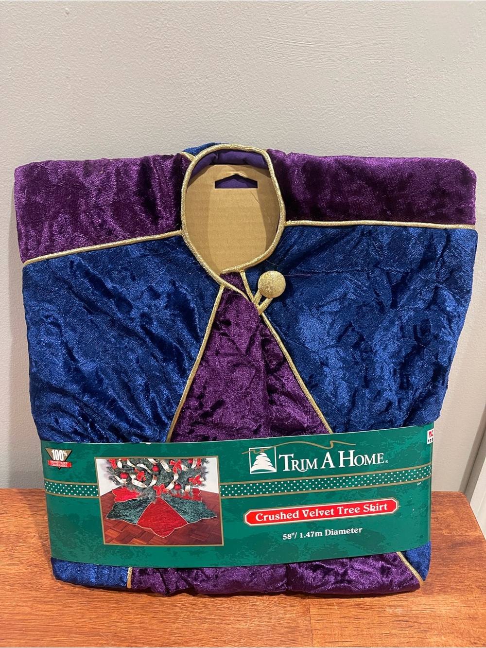 Trim A Home 58” Crushed Velvet Christmas Tree Skirt Purple Blue 90s New
